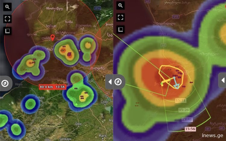 საქართველოს ცა ამ წუთისთვის – გაფრთხილება ჩვენი ქვეყნის მოსახლეობას მოსალოდნელ ამინდზე