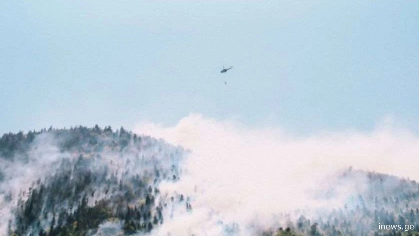 ბორჯომში, ტყის ხანძრის ქრობაში 4 ვერტმფრენი ჩაერთო - რა ხდება ადგილზე